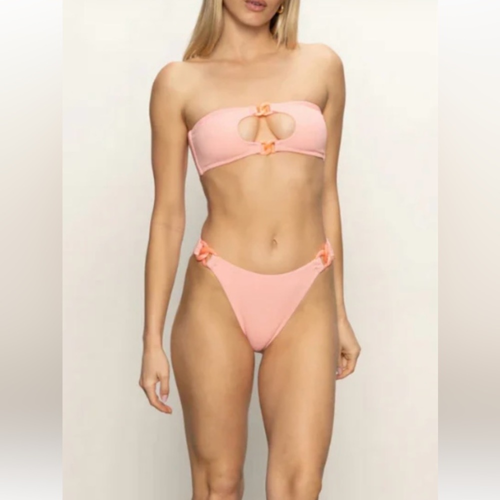 NWT- Sanctuary Cherry Blossom Bikini Set w/ Bandeau Top & High Leg Bikini Bottom